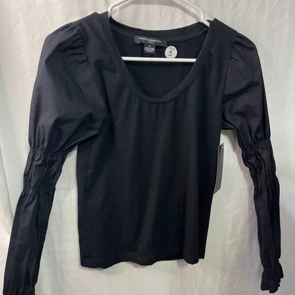 French Connection Juliet Sleeve Top Black Size Small – MSRP $48 - Picture 2 of 5
